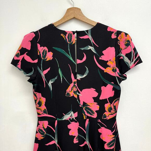 Milly Atalie Floral Print Pegged V-Neck Short Sleeve Tailored Mini Dress Size 4 - Picture 6 of 15